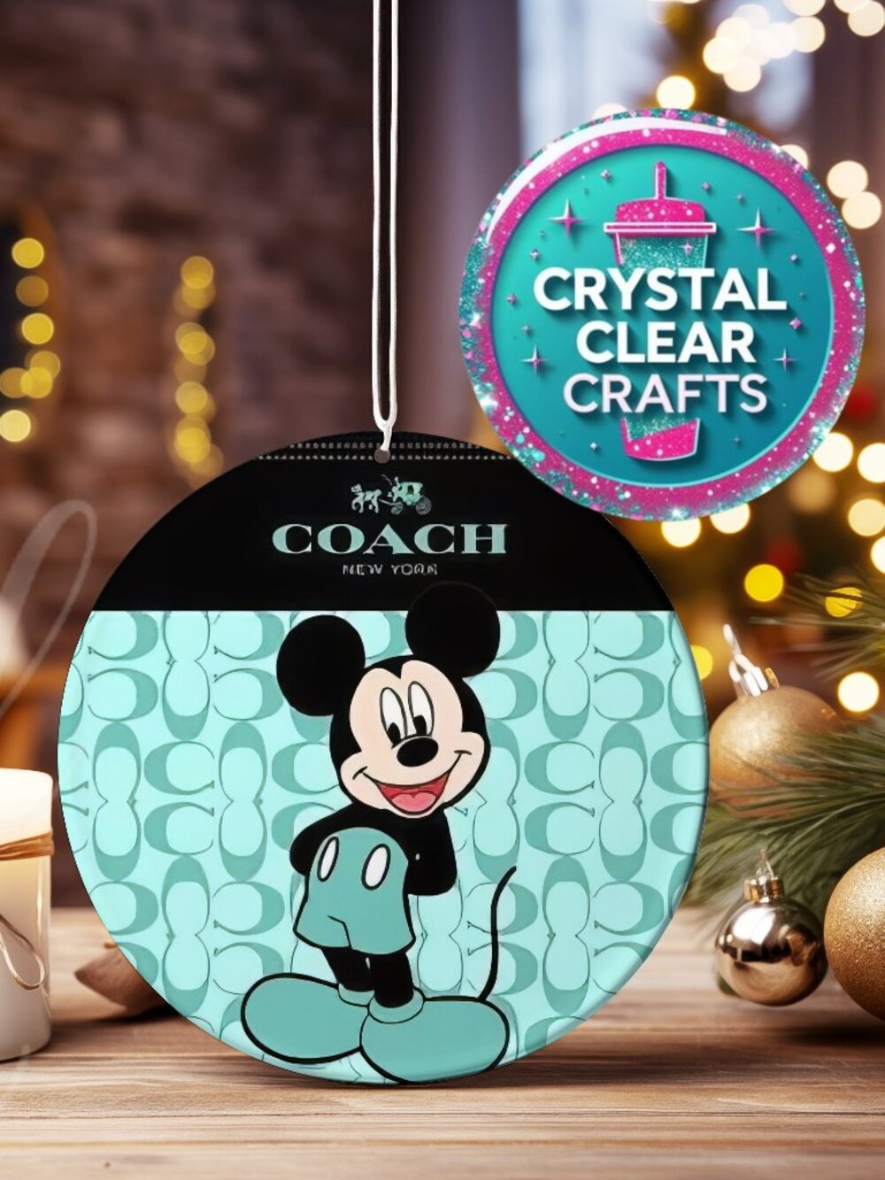 Coach Mickey Mouse Wood Ornament SALE 3 For $19